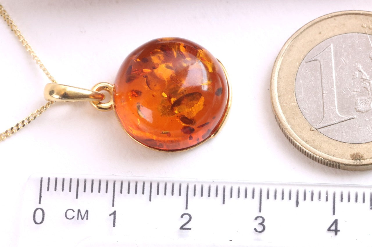 New ! Honey Baltic Amber Pendant on 925 Gold Plated Silver