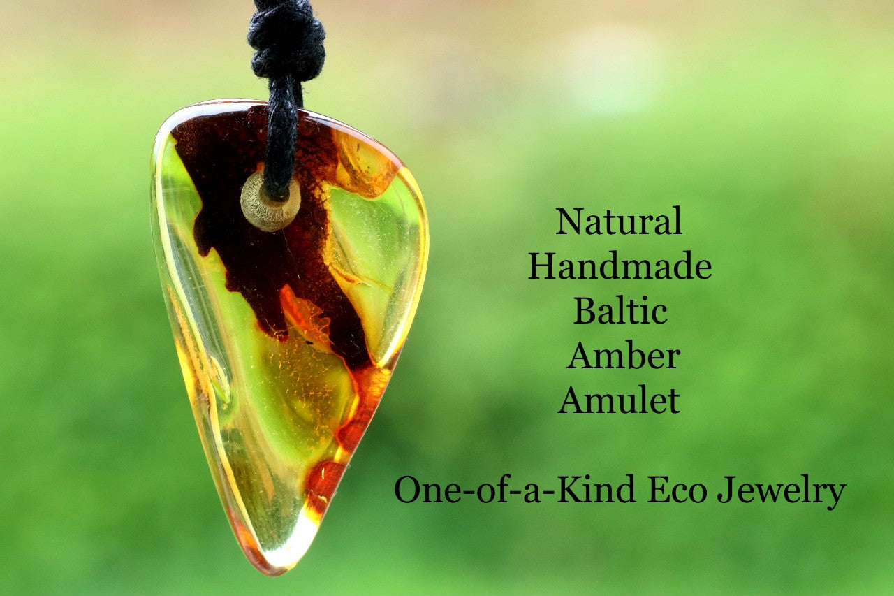 Natural Handmade Baltic Amber Amulet – One-of-a-Kind Eco Jewelry