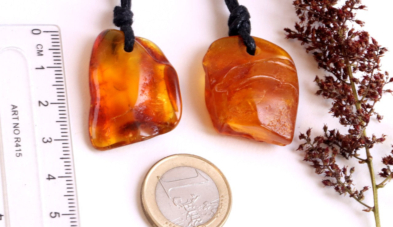 Amber Amulet Gift Pair – Set of 2 Baltic Amber Pendants