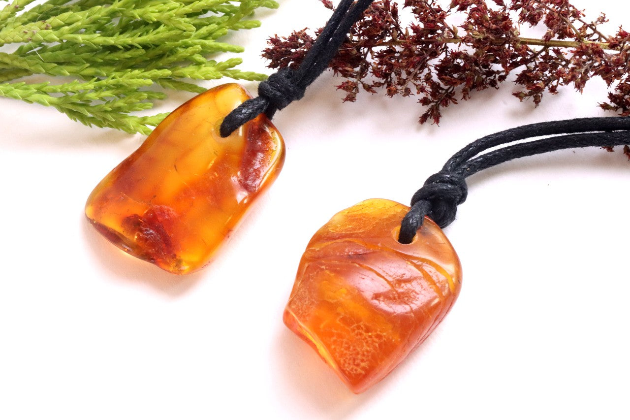 Amber Amulet Gift Pair – Set of 2 Baltic Amber Pendants
