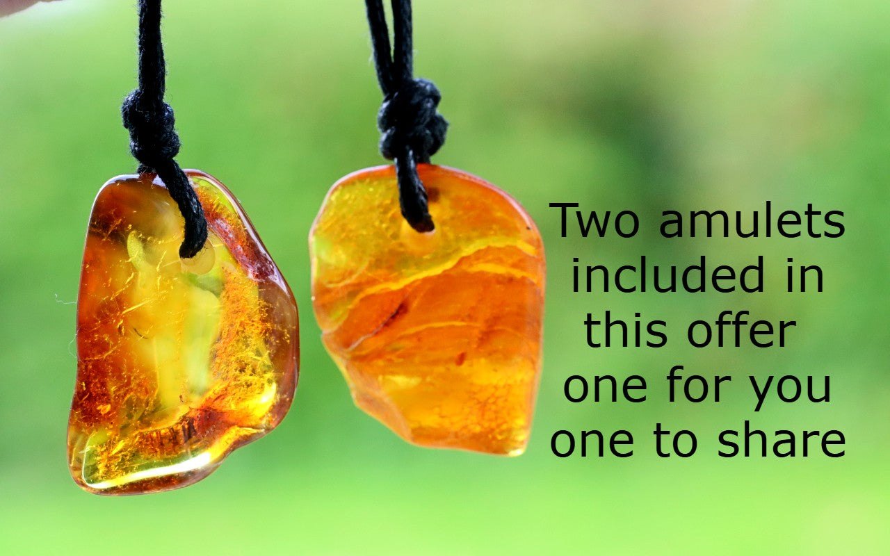 Amber Amulet Gift Pair – Set of 2 Baltic Amber Pendants