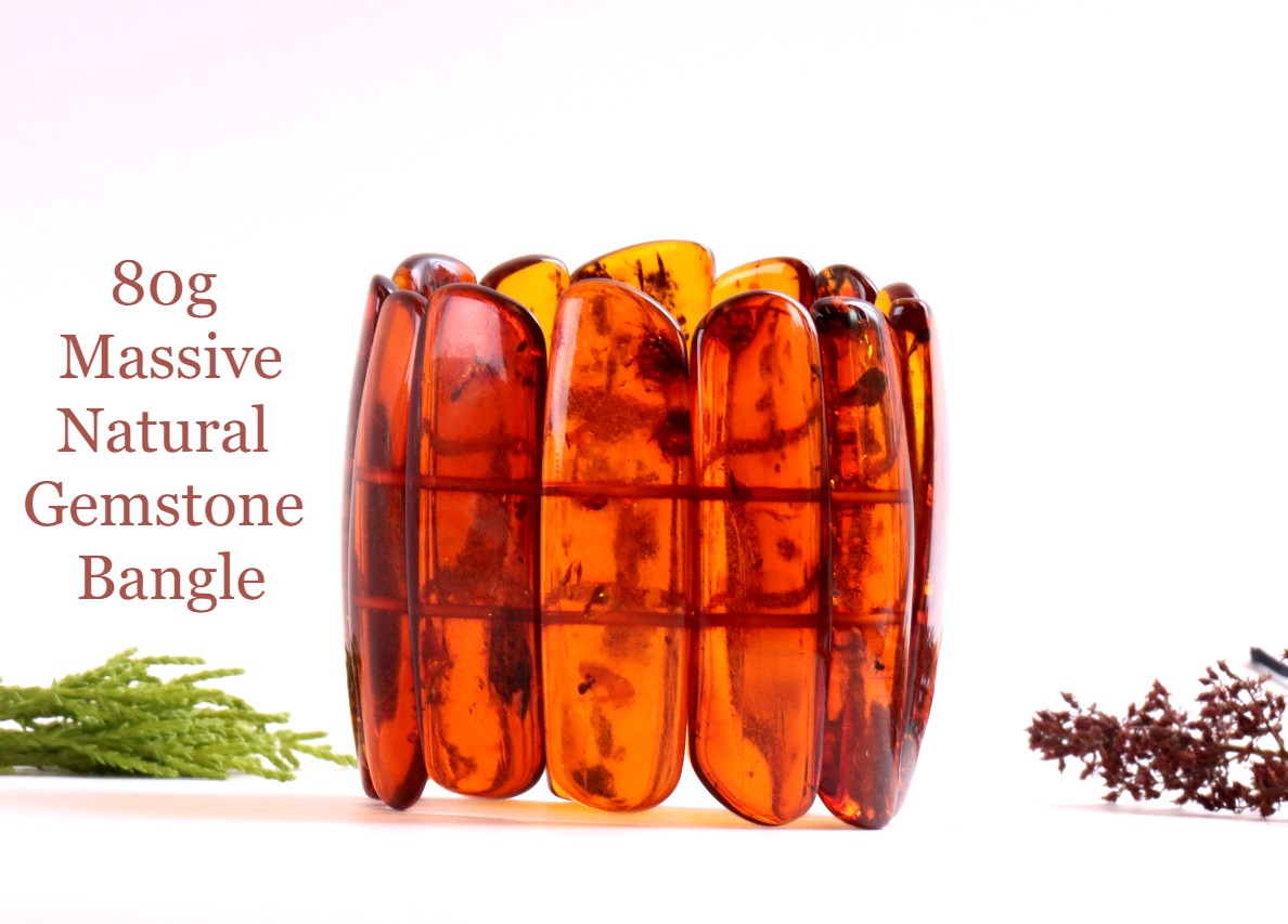 Statement Baltic Amber Bracelet – 80g Massive Natural Gemstone Bangle