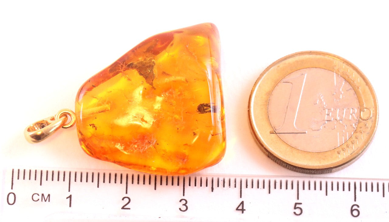 Golden Amber Pendant with Insect