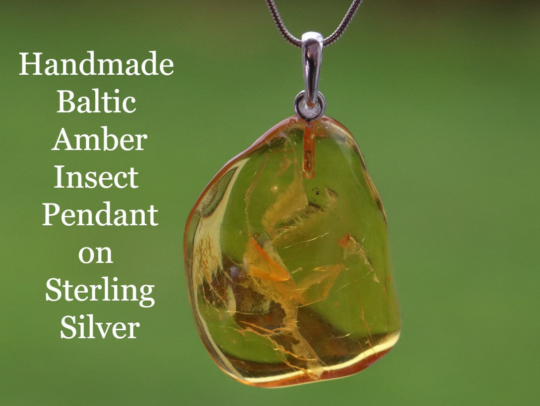 Natural Amber Gemstone Pendant With Insect