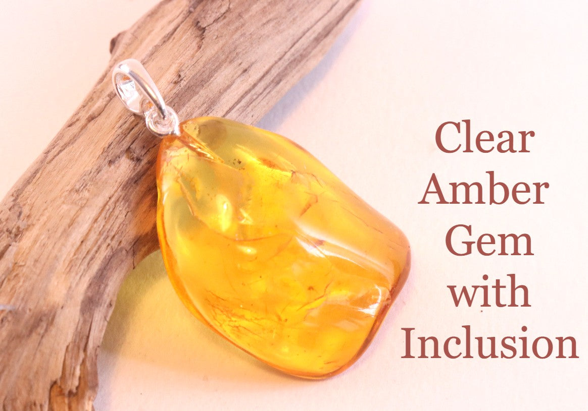 Natural Amber Gemstone Pendant With Insect