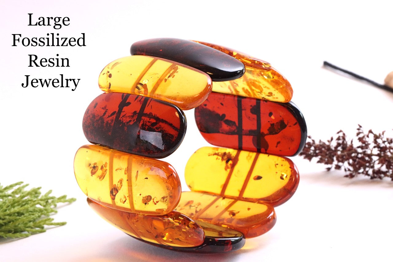 Natural Baltic Amber Statement Bracelet – 62g Massive Gemstone Bangle