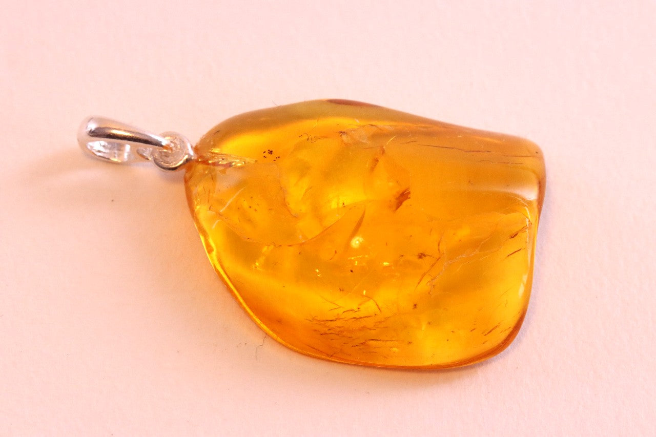 Natural Amber Gemstone Pendant With Insect