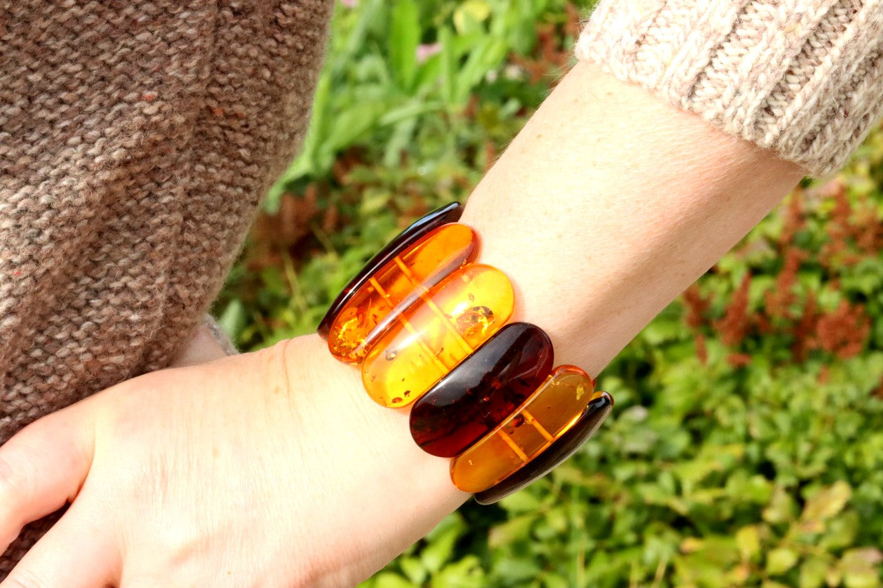 Natural Baltic Amber Statement Bracelet – 62g Massive Gemstone Bangle