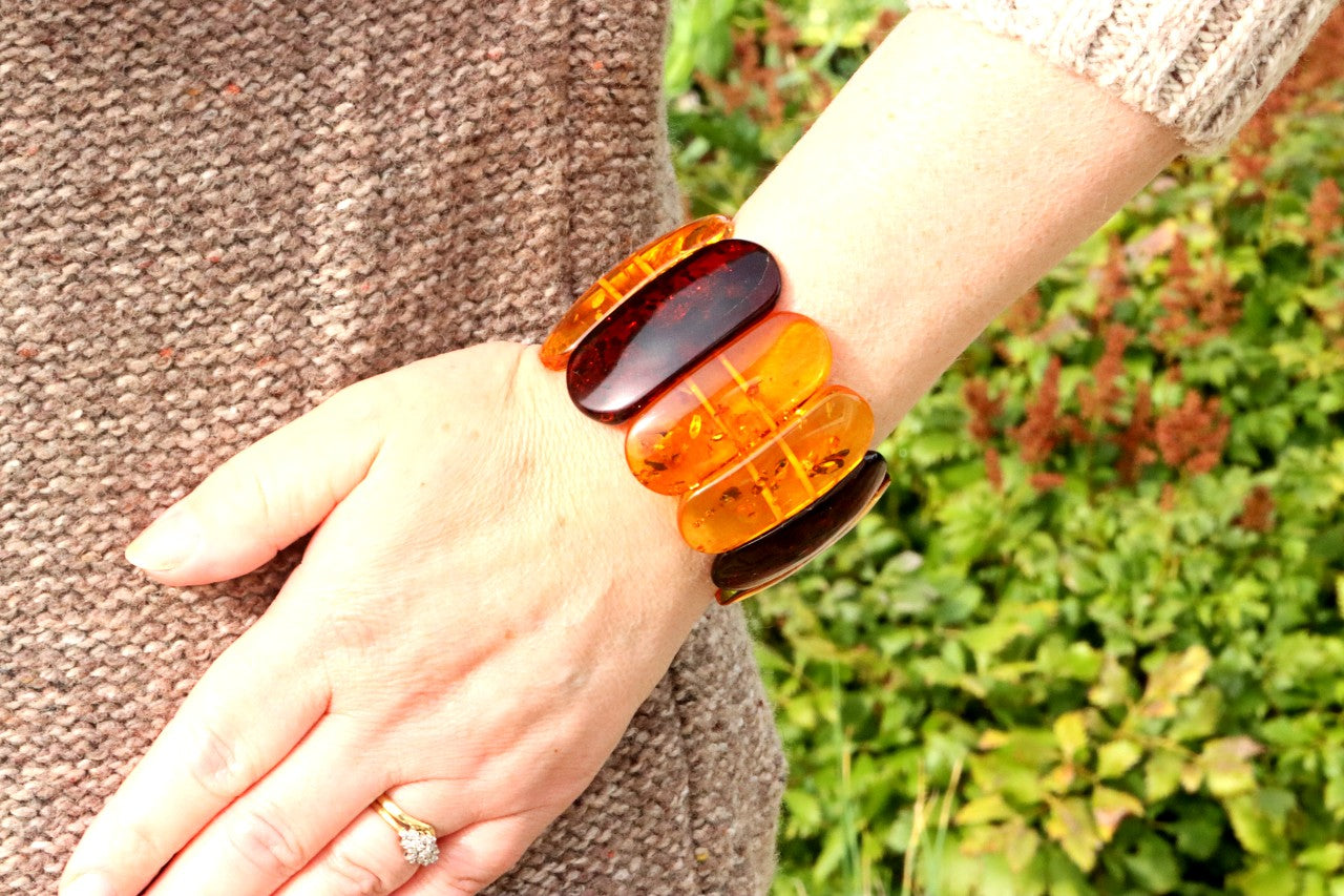 Natural Baltic Amber Statement Bracelet – 62g Massive Gemstone Bangle