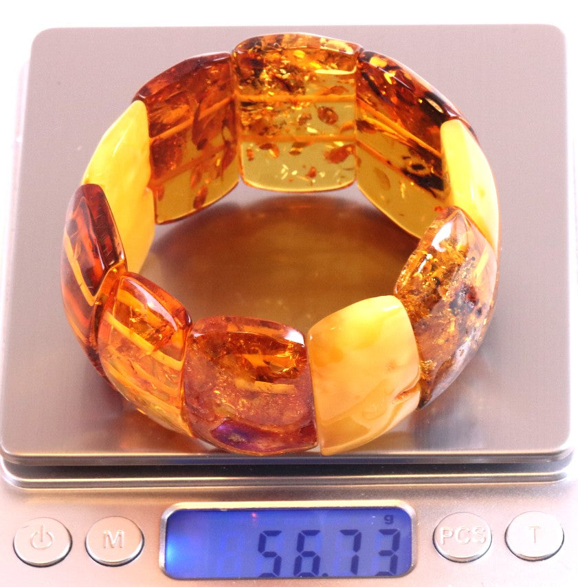 Natural Baltic Amber Statement Bracelet – 56g Massive Gemstone Bangle