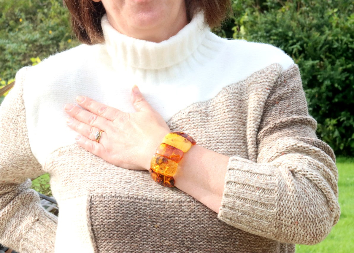 Natural Baltic Amber Statement Bracelet – 56g Massive Gemstone Bangle