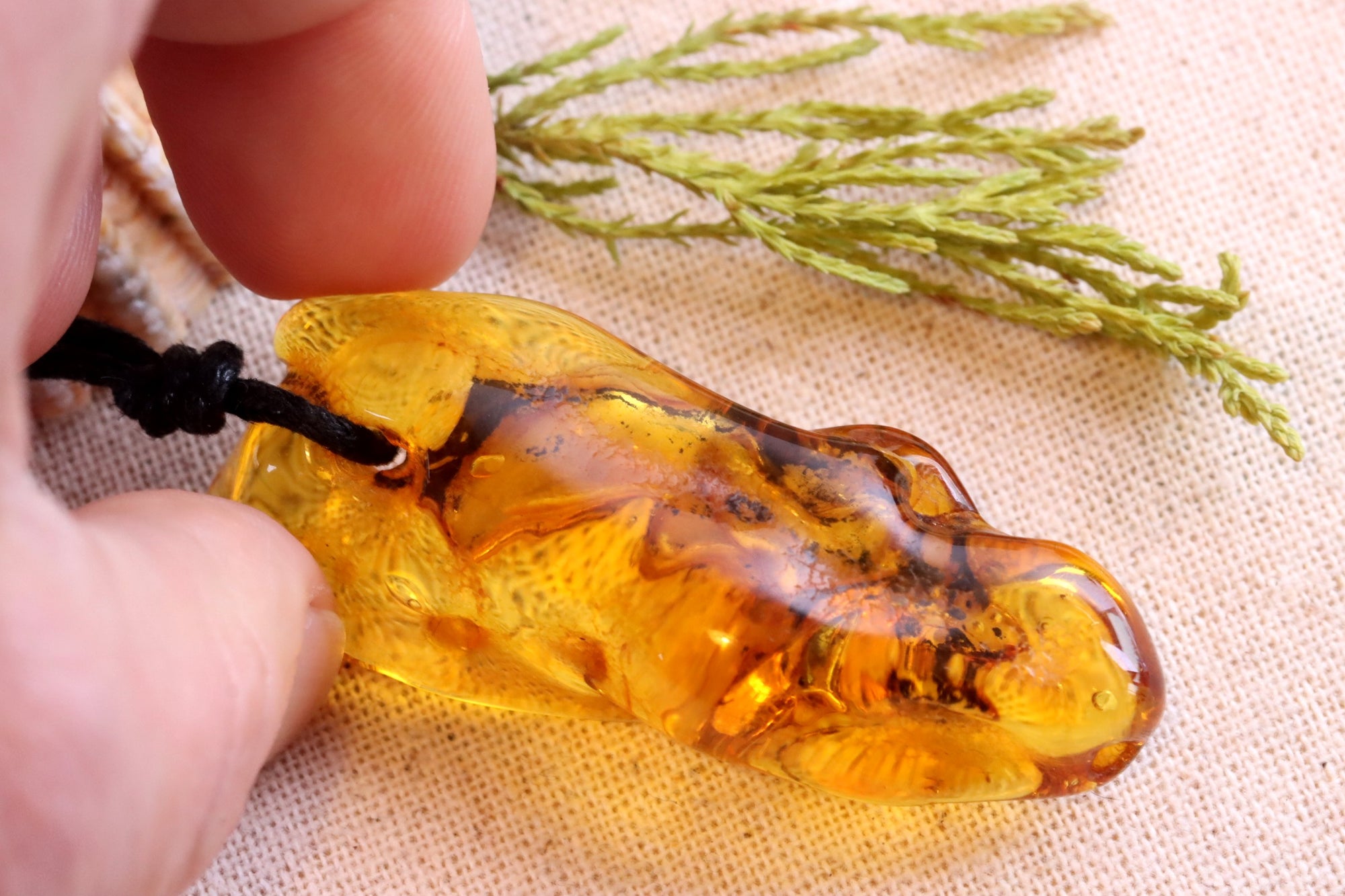 Amber Amulet Pendant for Anxiety