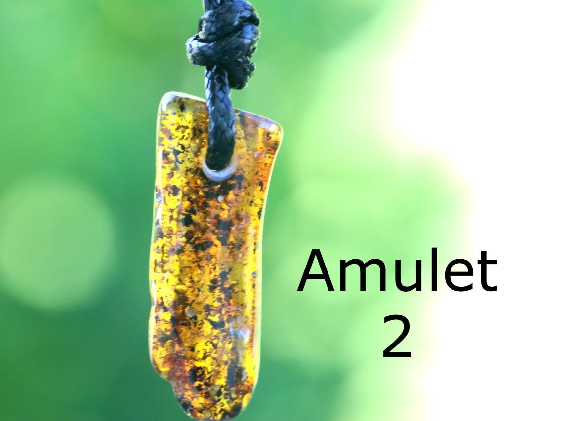 Set of 3 Small Amber Amulets – Natural Handmade Pendants