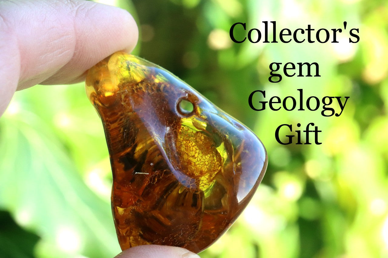 Natural Amber Gemstone with a Natural Hole