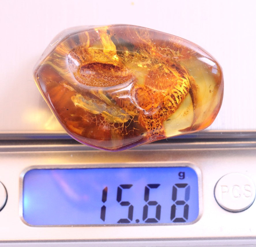 Natural Amber Gemstone with a Natural Hole