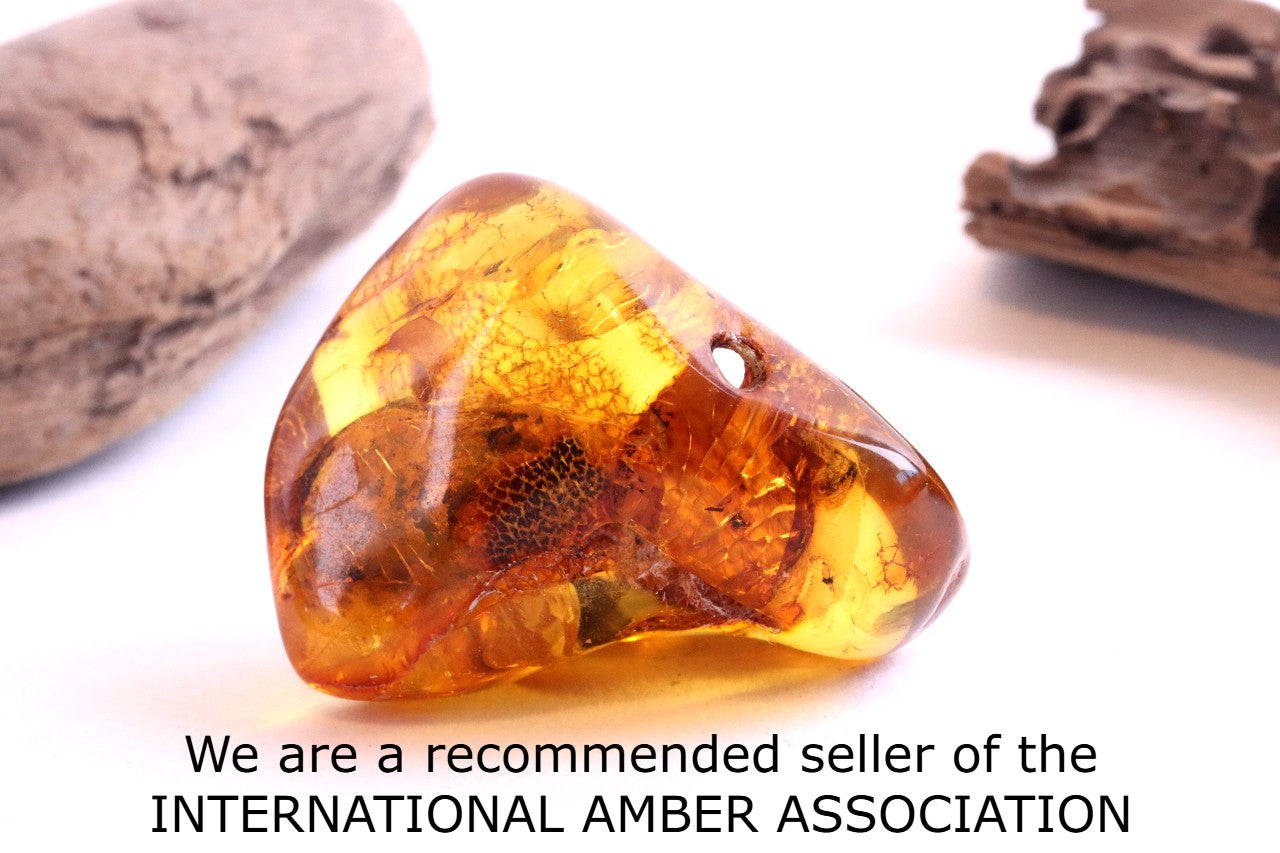 Natural Amber Gemstone with a Natural Hole