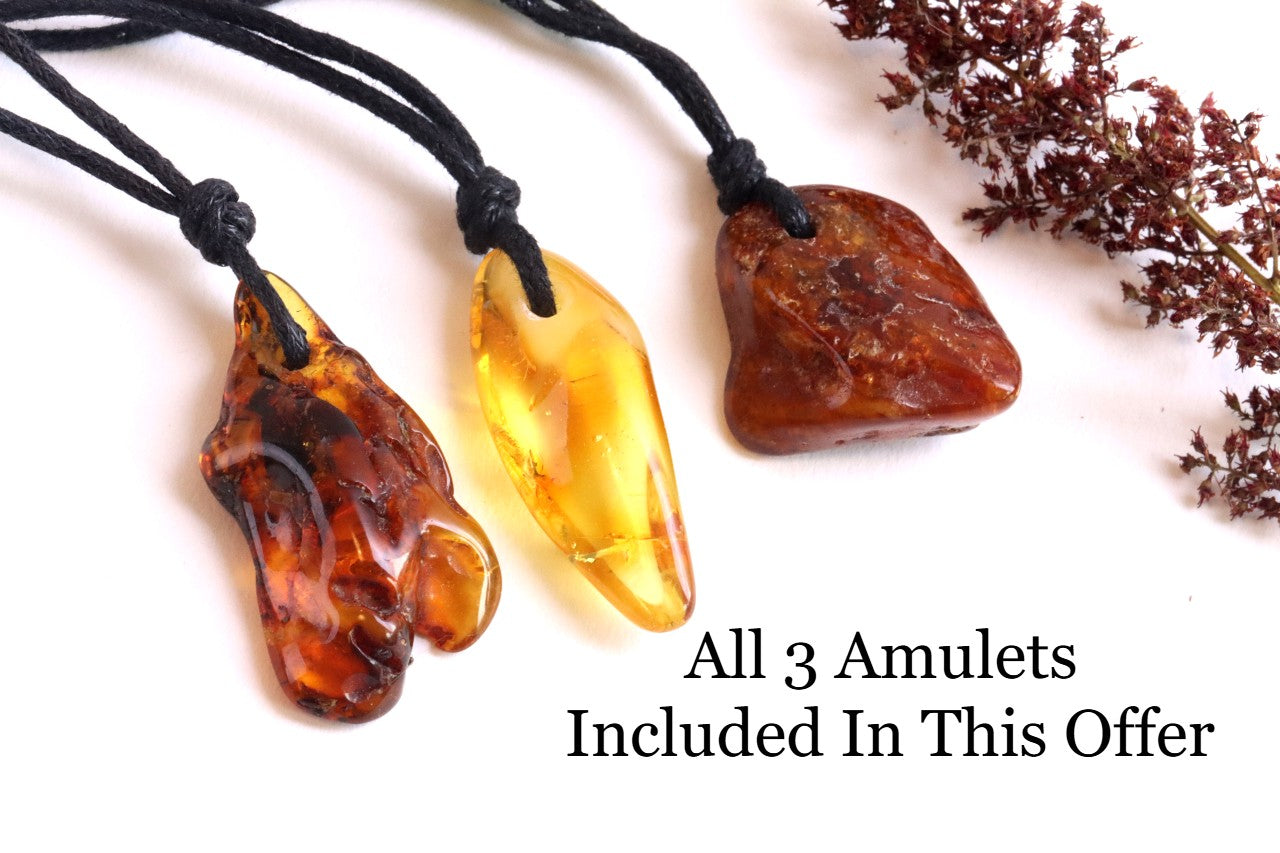 Family Gift Set – 3 Natural Baltic Amber Pendants