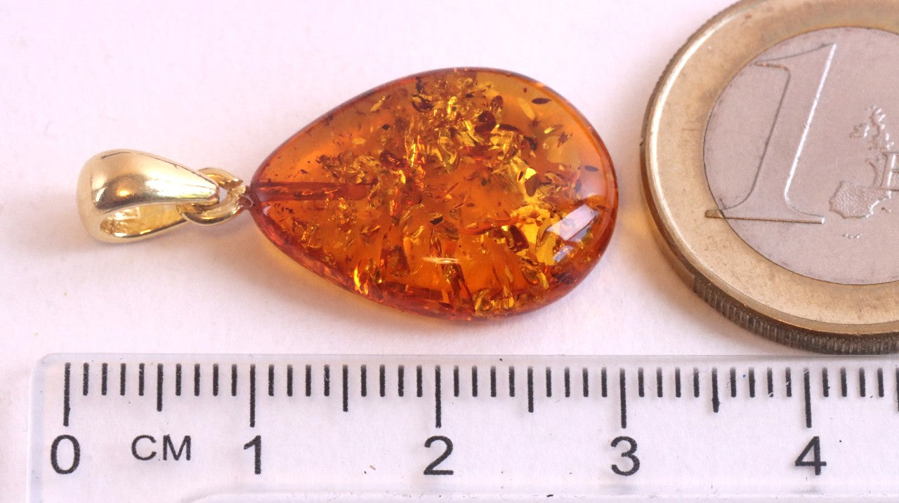 Baltic Amber Pendant On Gold Plated Silver