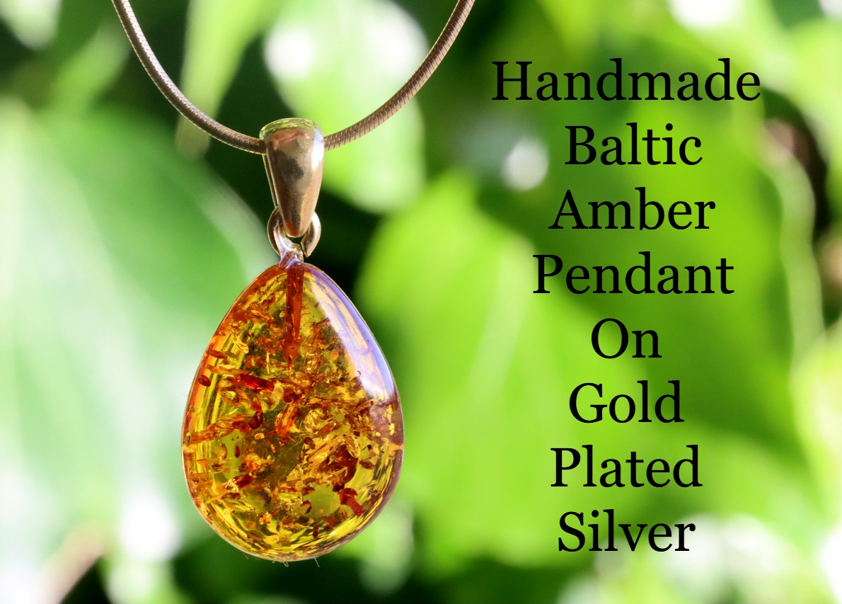 Baltic Amber Pendant On Gold Plated Silver