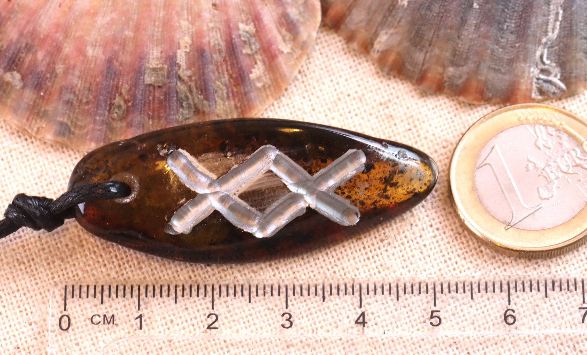 Viking Amber Rune Symbol of Fertility Amulet