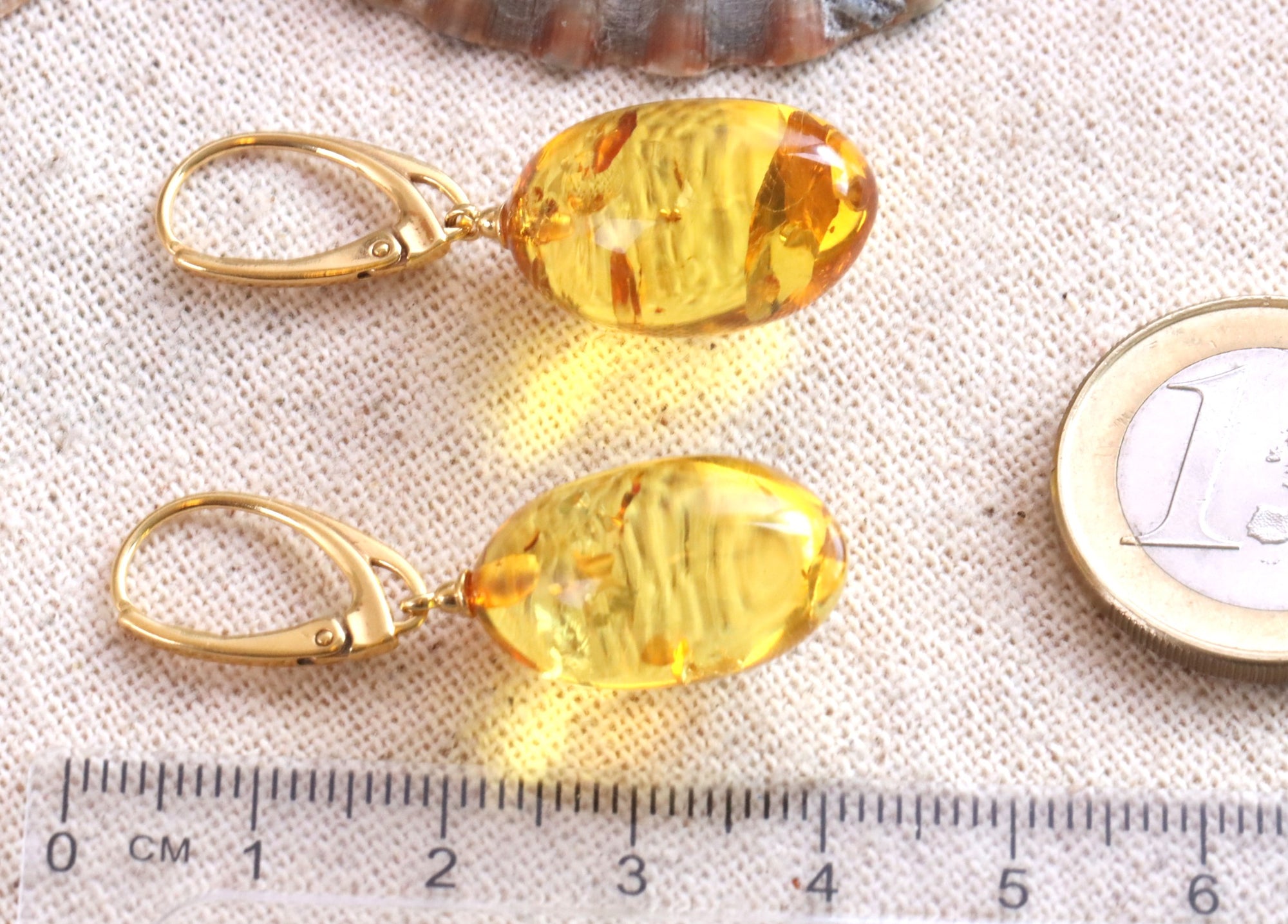 Special Offer Hand Made Baltic Amber Gold Plated Tear Drop Earrings