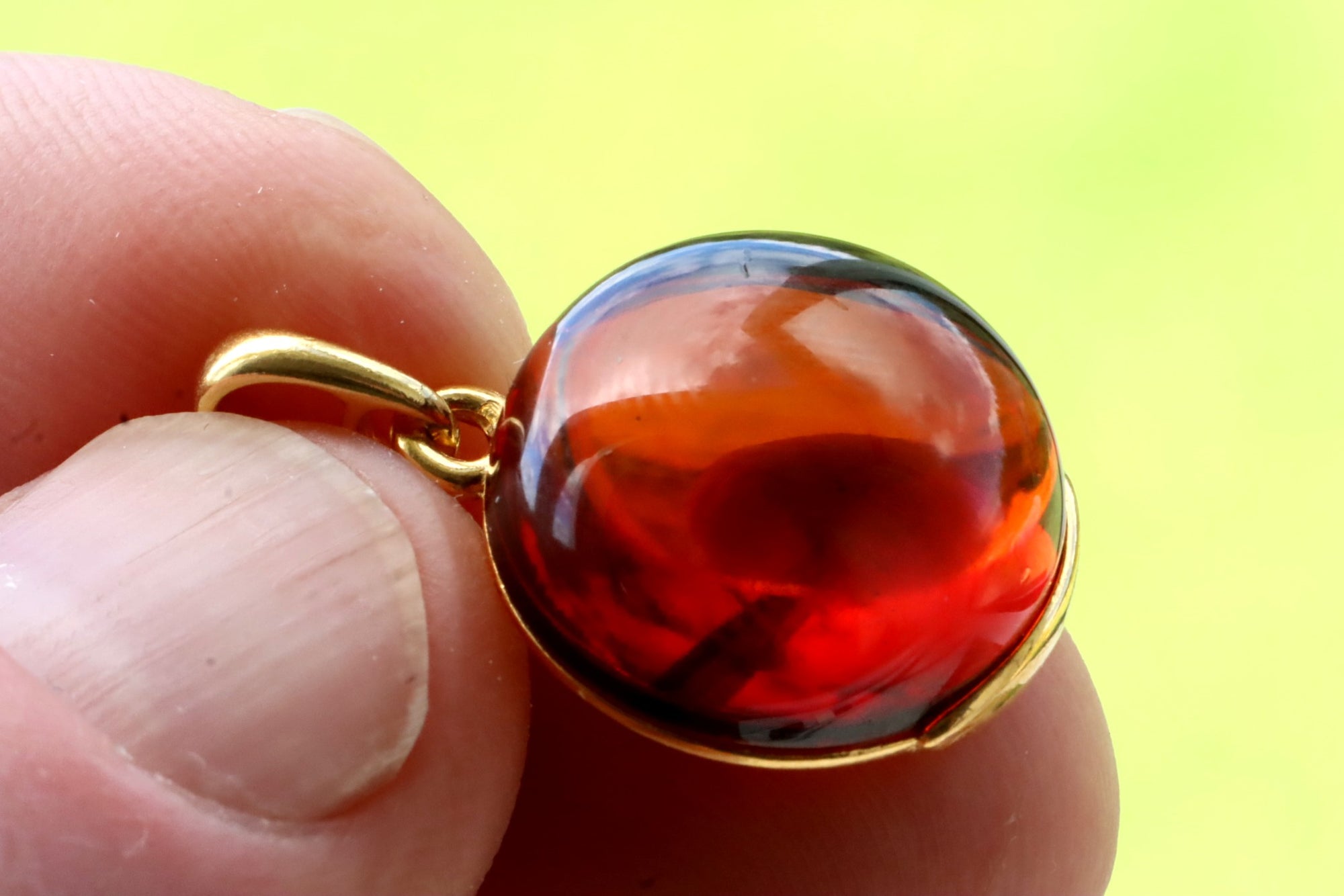 New ! Amber Drop Pendant on 925 Gold Plated Silver