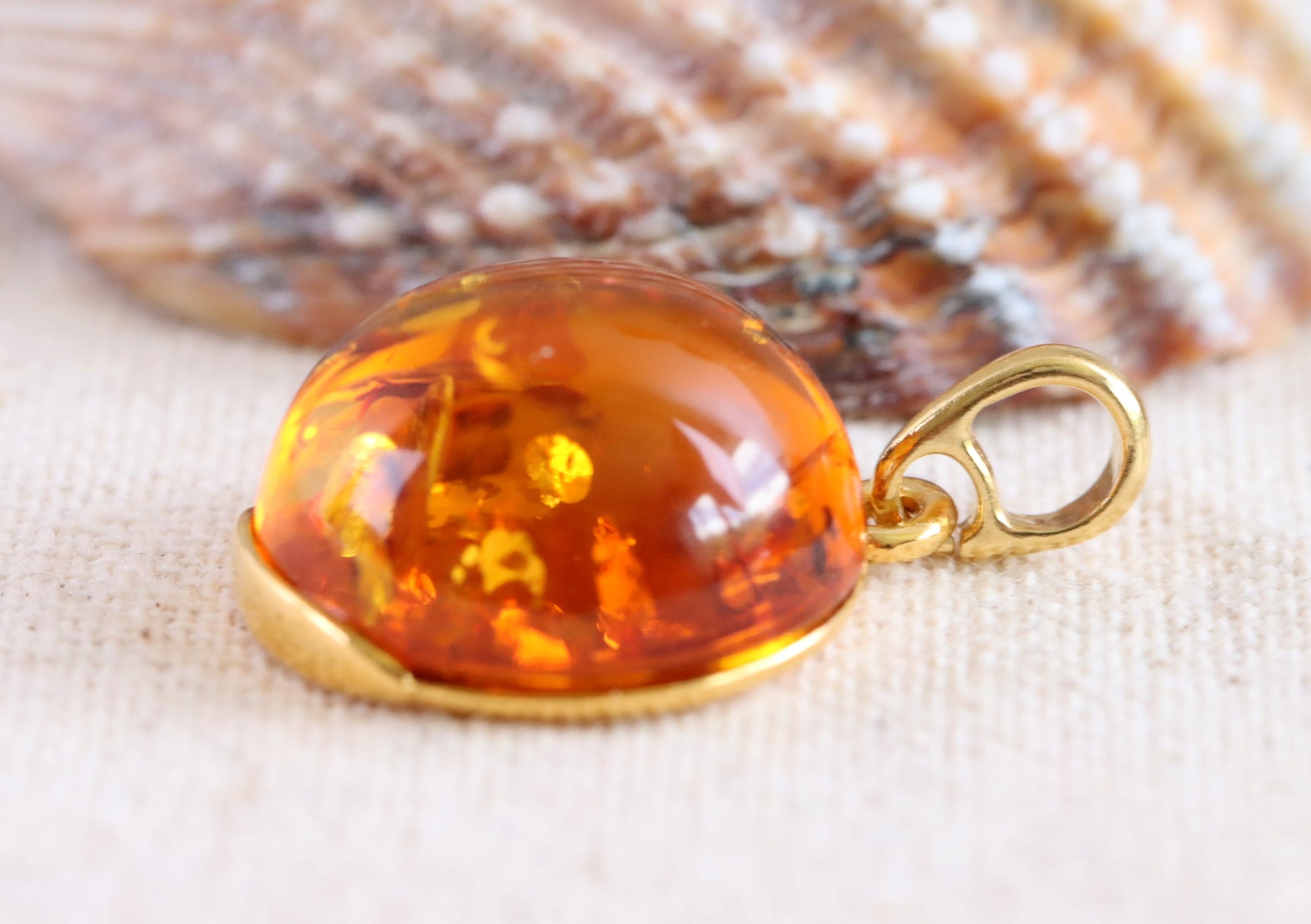 New ! Honey Amber Drop Pendant on 925 Gold Plated Silver