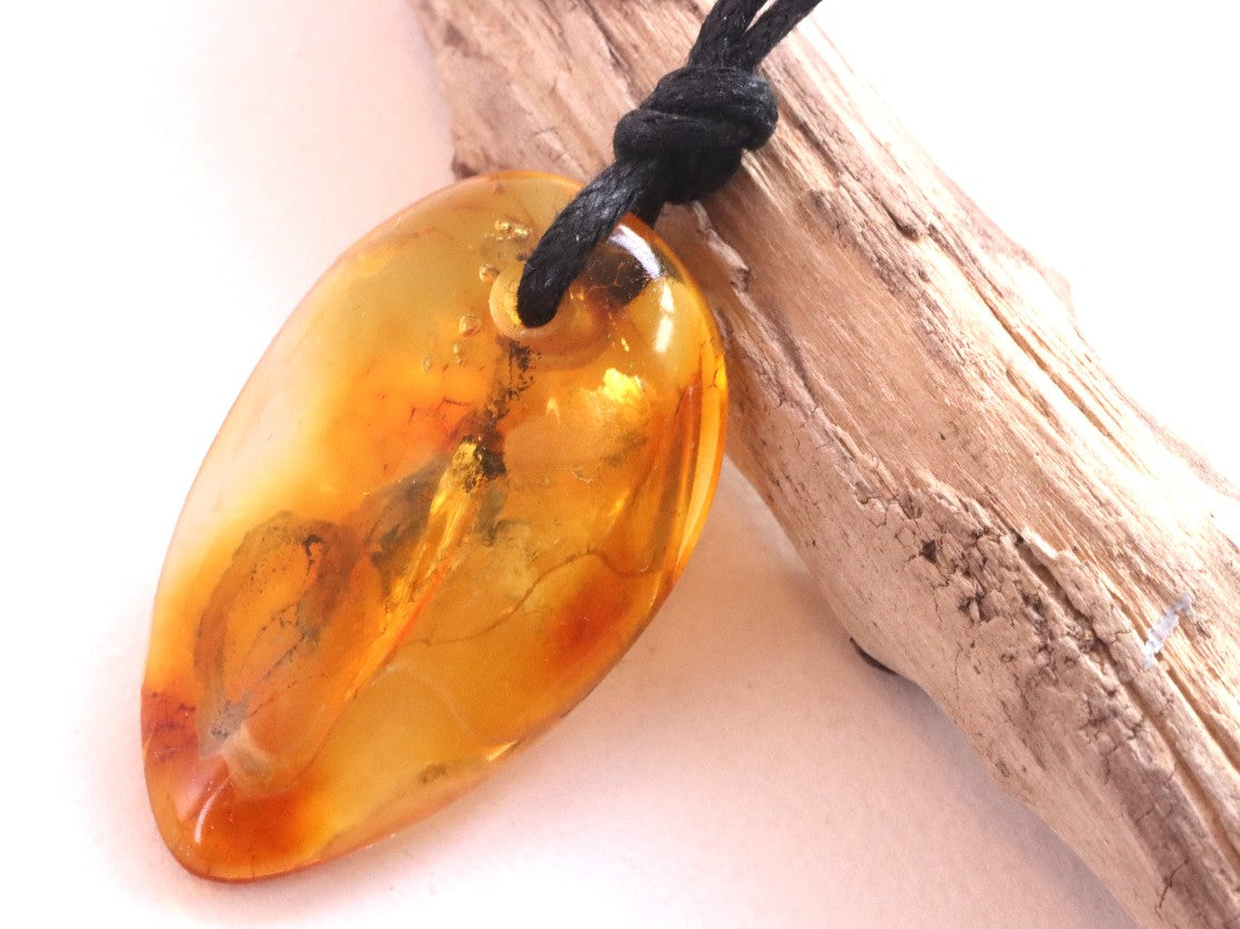 Handmade Baltic Amber Amulet Pendant for Luck