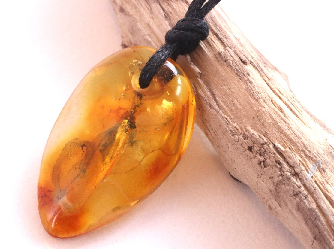 Handmade Baltic Amber Amulet Pendant for Luck