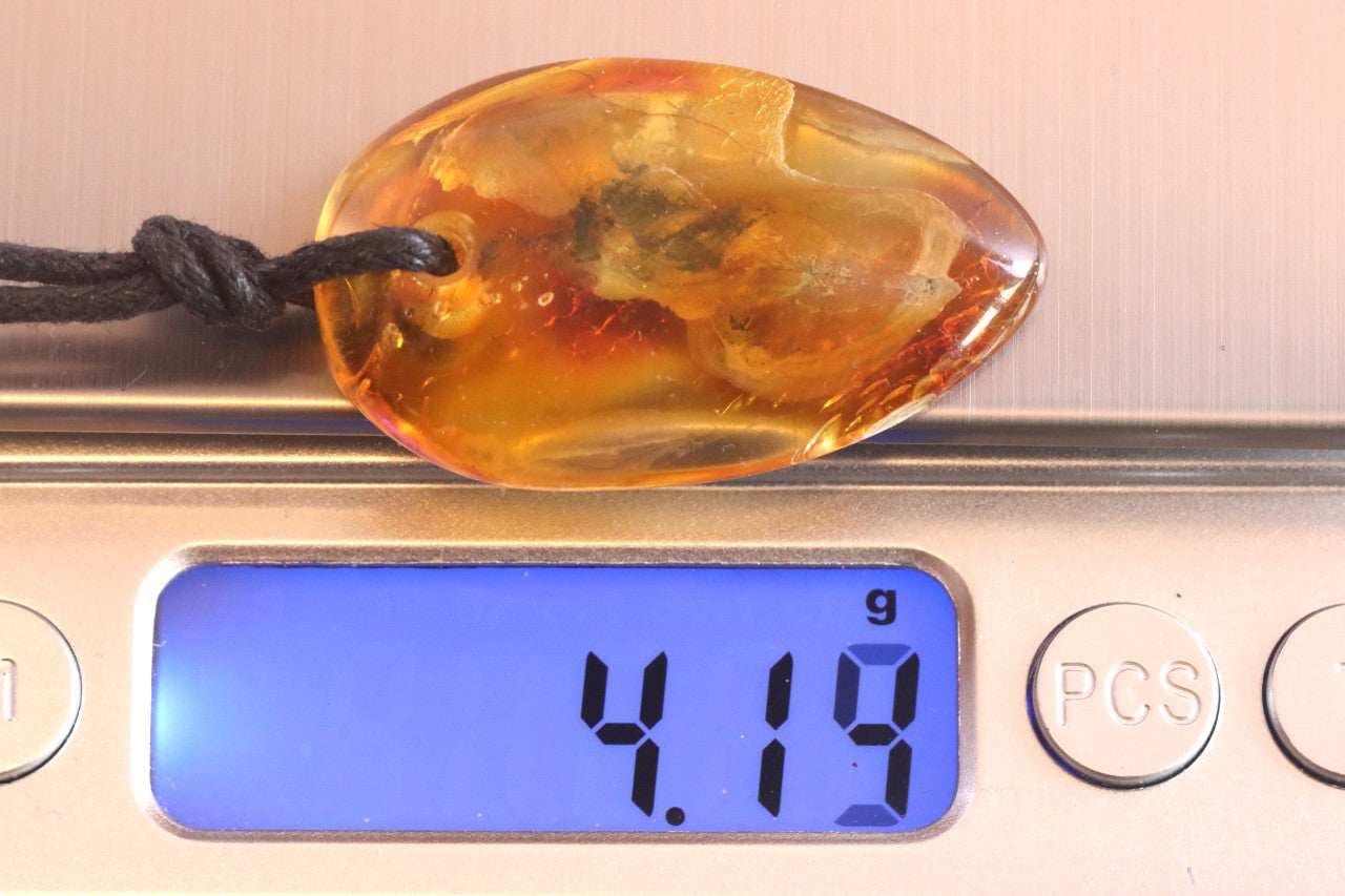 Handmade Baltic Amber Amulet Pendant for Luck