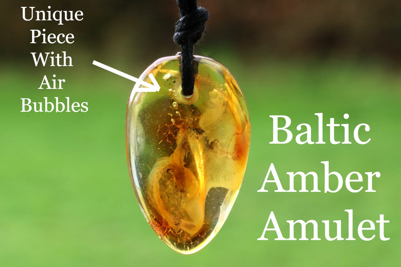 Handmade Baltic Amber Amulet Pendant for Luck