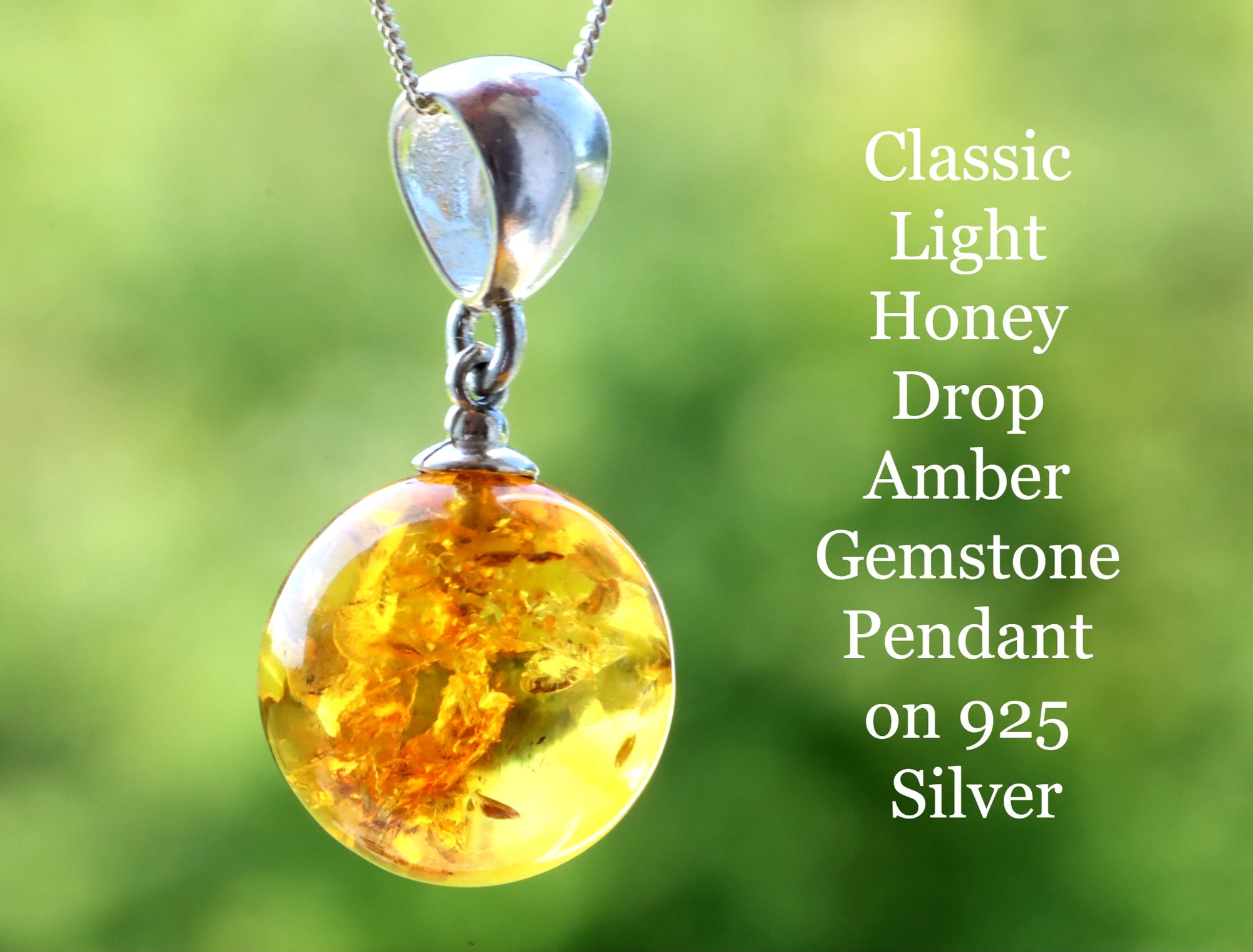 Special Offer Classic Light Honey Drop Amber Gemstone Pendant