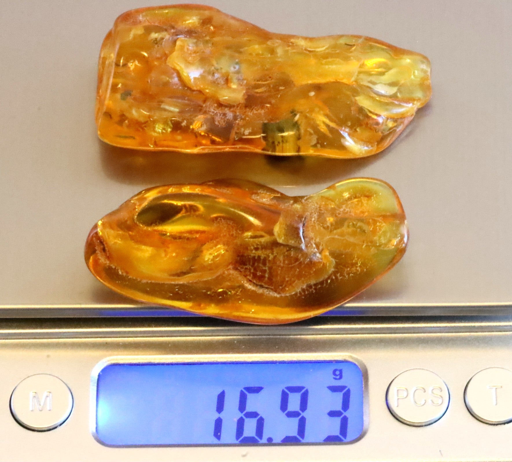 2 X Meditation Amber gems One Each