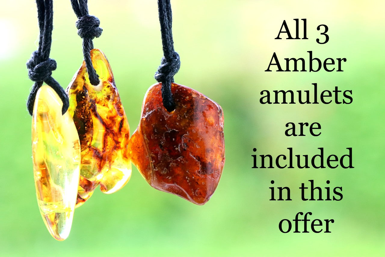 Family Gift Set – 3 Natural Baltic Amber Pendants
