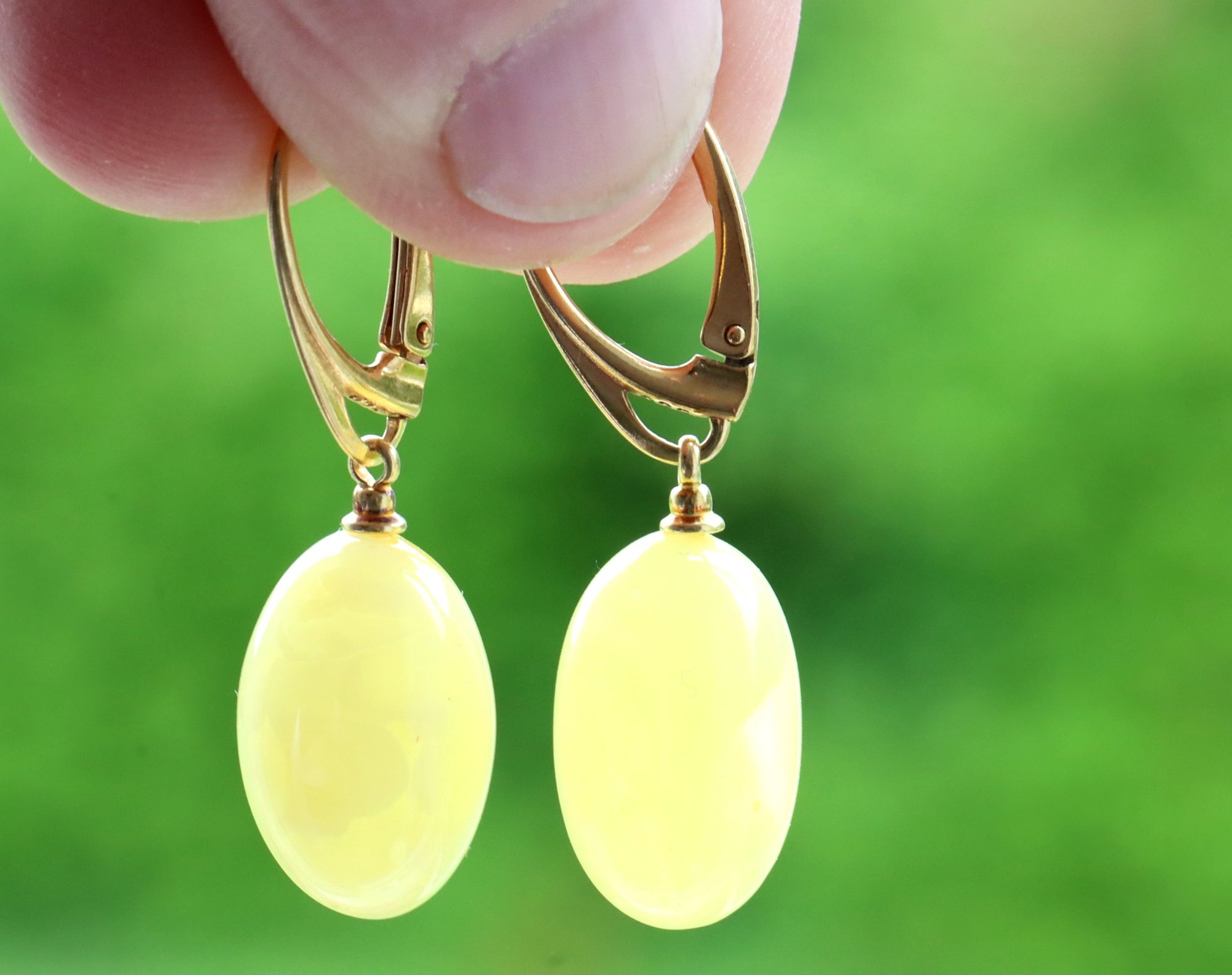 Gold White Amber Teardrops - Only One Set