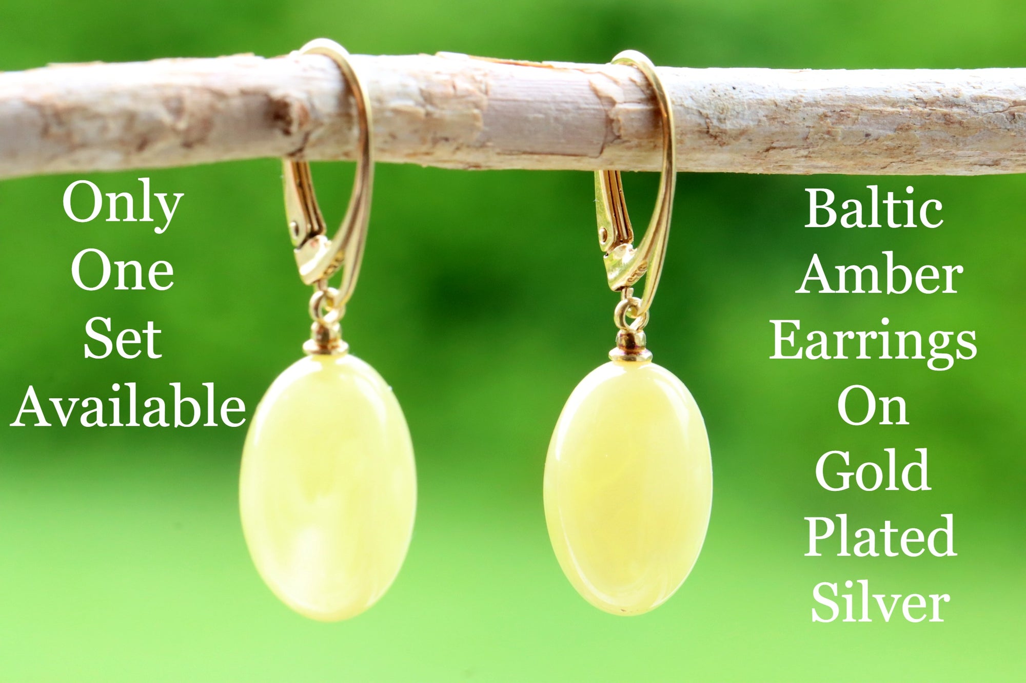 Gold White Amber Teardrops - Only One Set