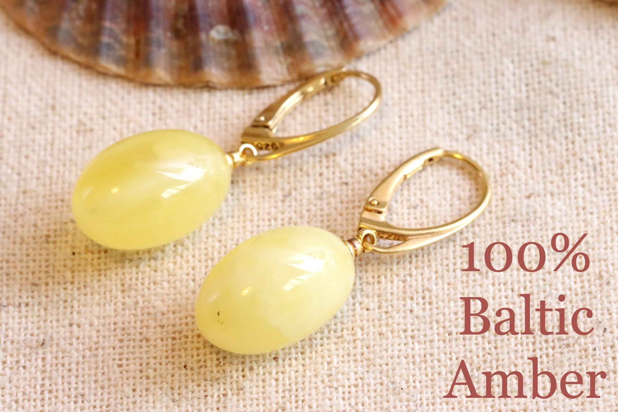 Gold White Amber Teardrops - Only One Set