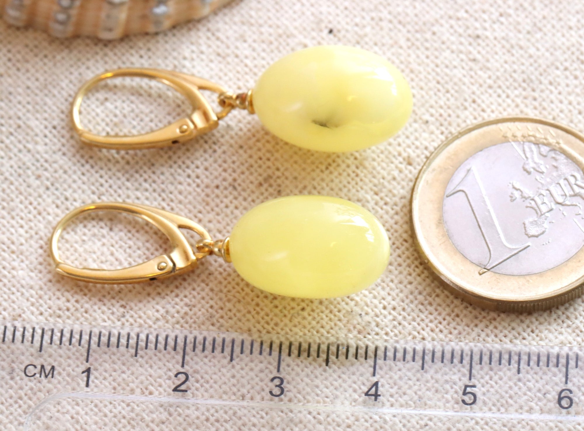 Gold White Amber Teardrops - Only One Set