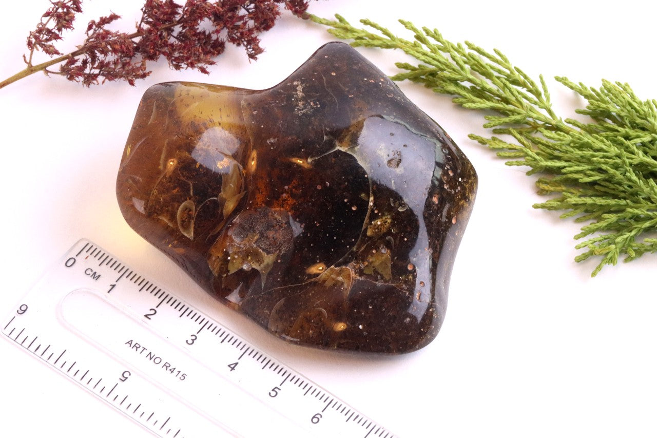 Unique Dark Baltic Amber Meditation Stone