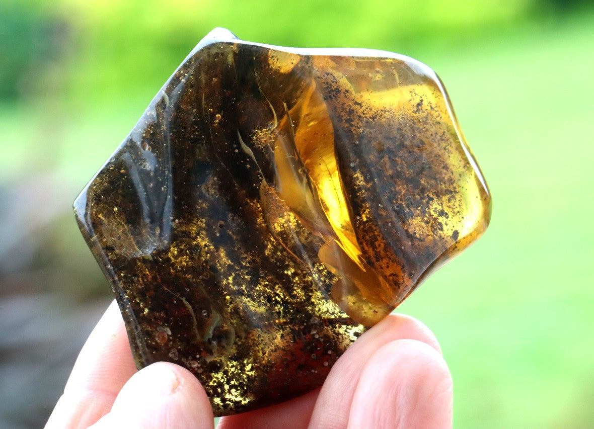 Unique Dark Baltic Amber Meditation Stone