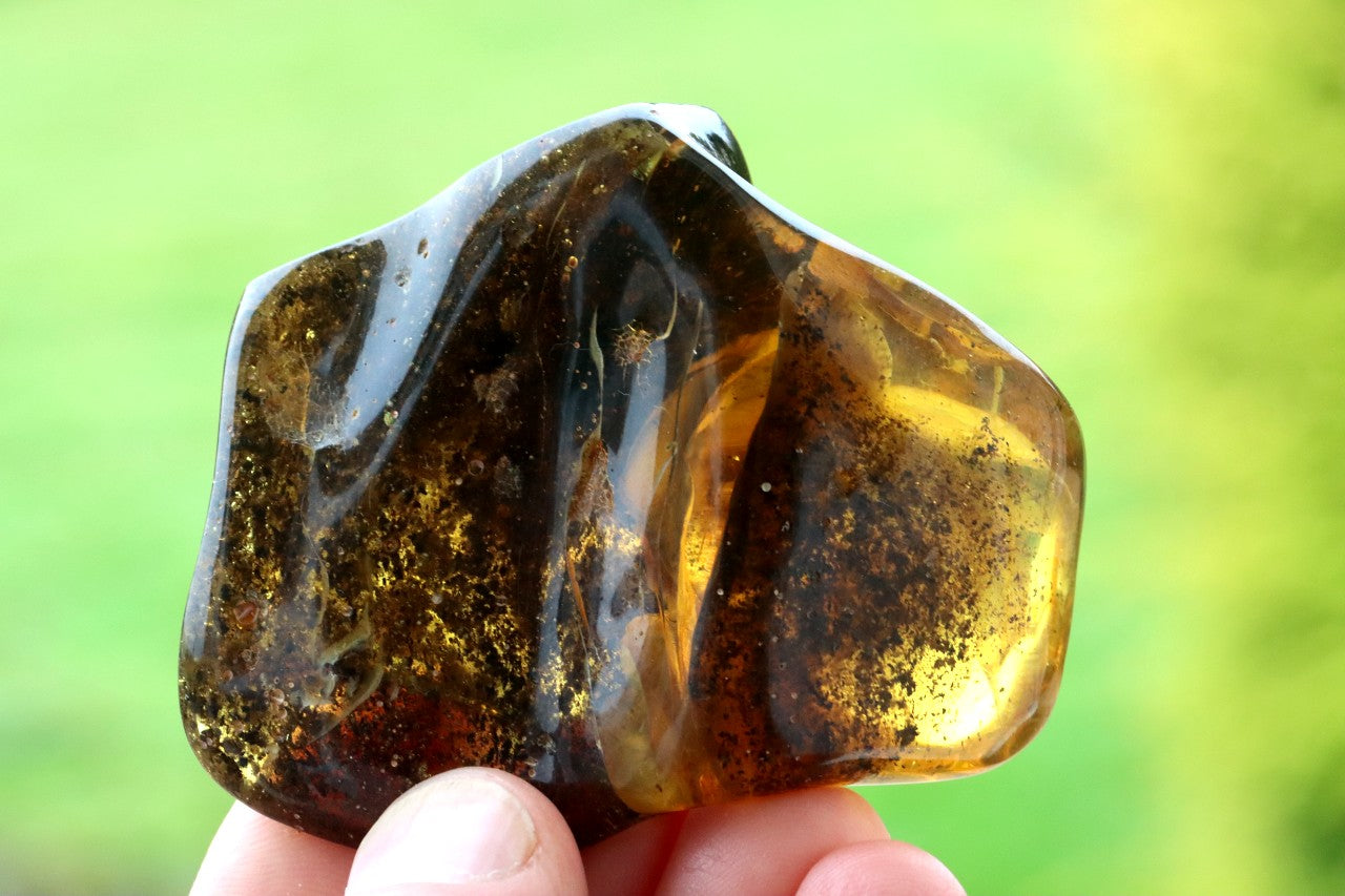Unique Dark Baltic Amber Meditation Stone