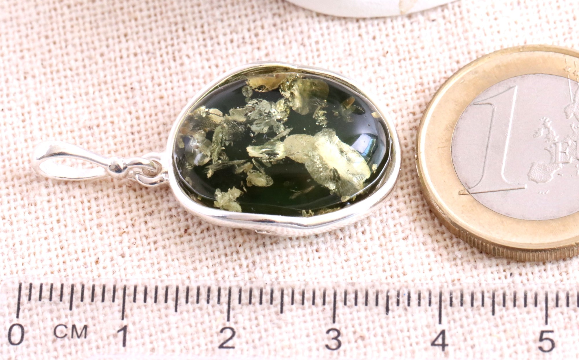 925 Sterling Silver Green Baltic Amber Pendant