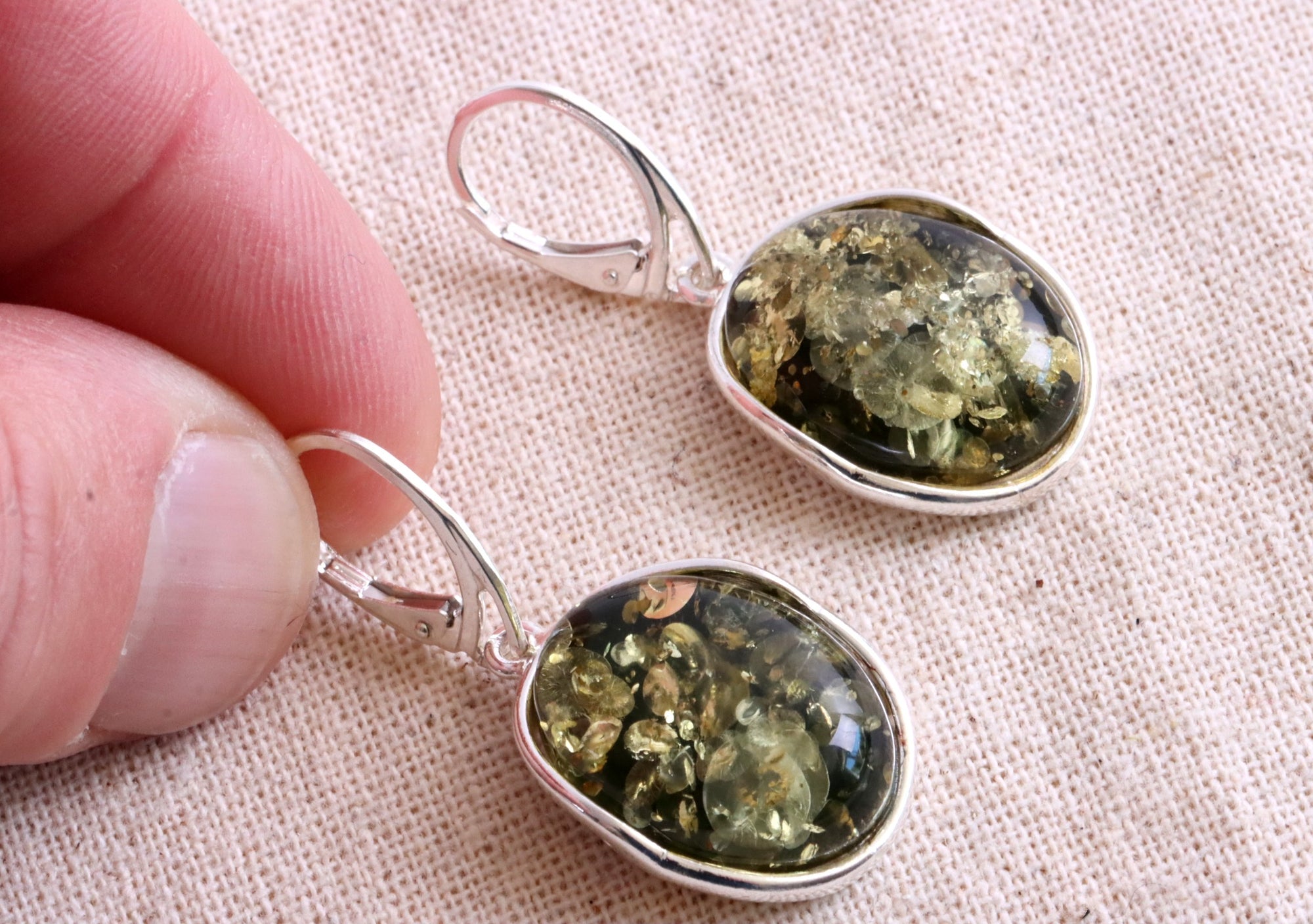 Large Green Earrings