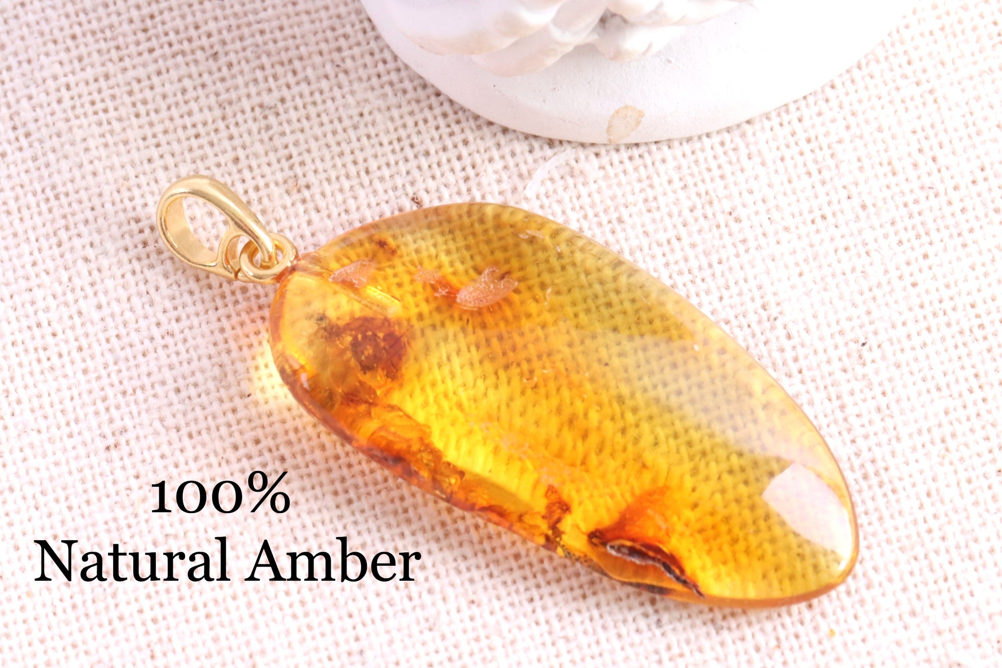 Natural Handmade Baltic Amber Pendant on 925 Gold Plated Silver (Copy)