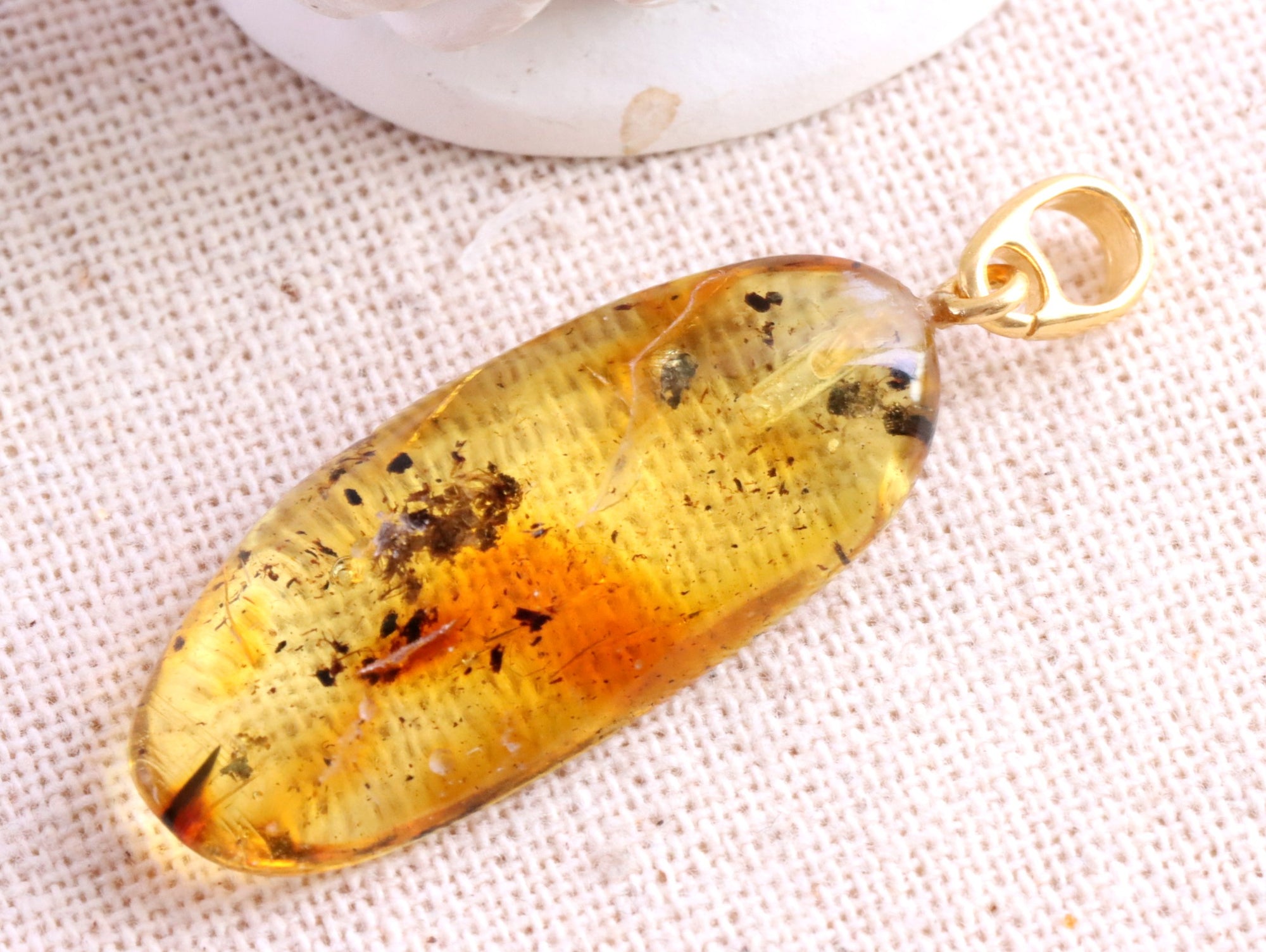 Natural Handmade Baltic Amber Pendant on 925 Gold Plated Silver