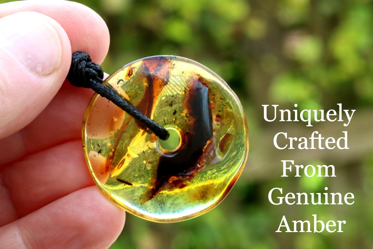 Large Natural Baltic Amber Amulet Donut Pendant