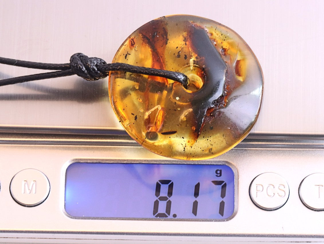 Large Natural Baltic Amber Amulet Donut Pendant