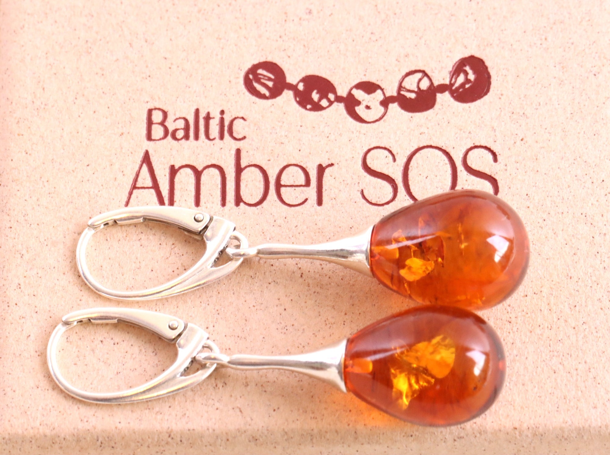 Silver Amber Earrings