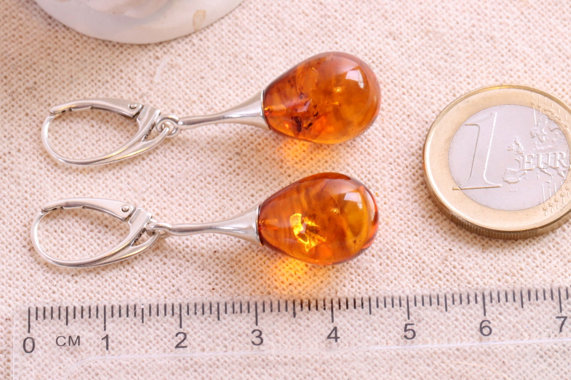 Silver Amber Earrings