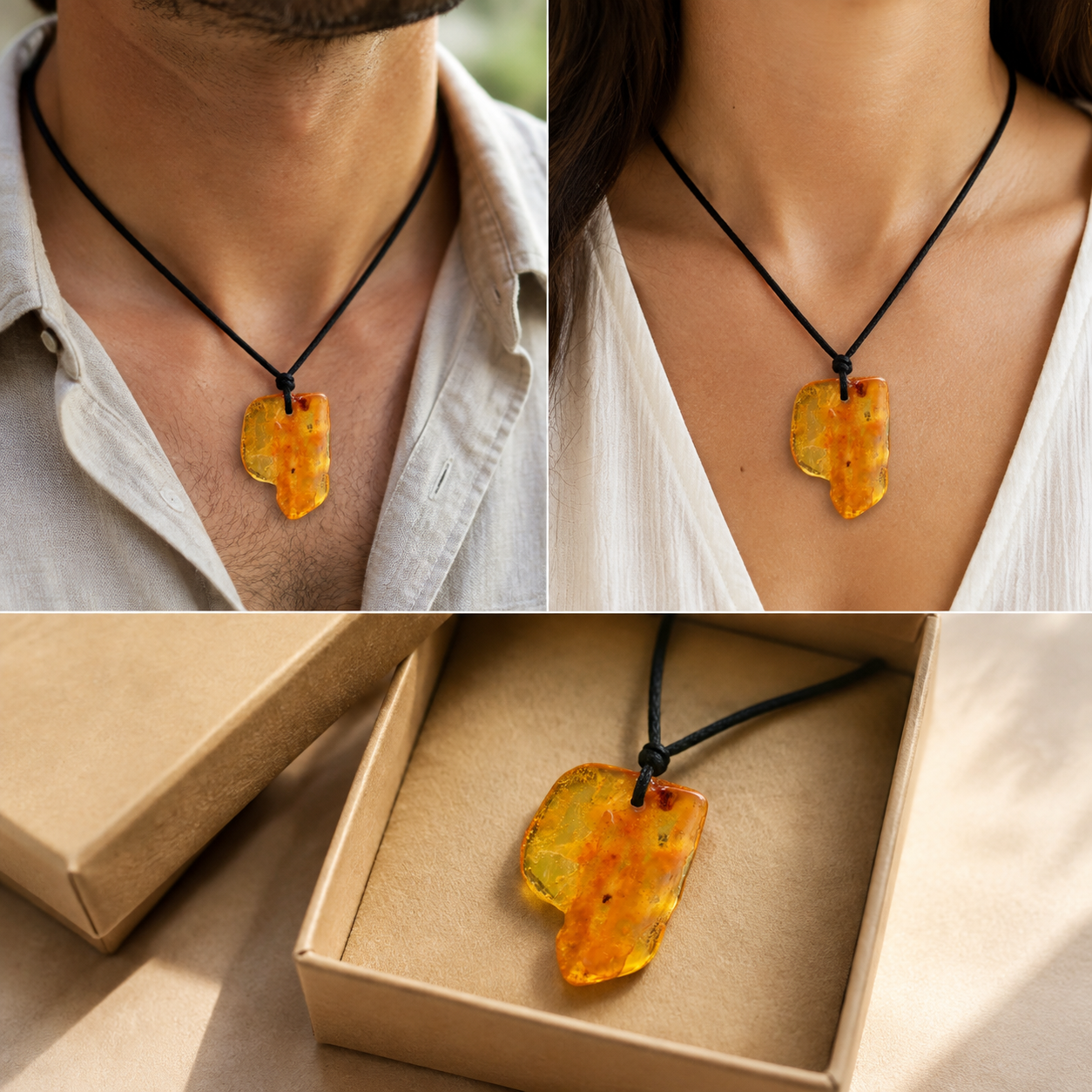 40-Million-Year-Old Insect Inclusion in Baltic Amber – Fossil Amulet Pendant